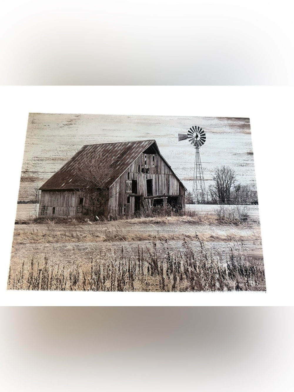 Rustic Farmhouse Barn Windmill Canvas Wall Art